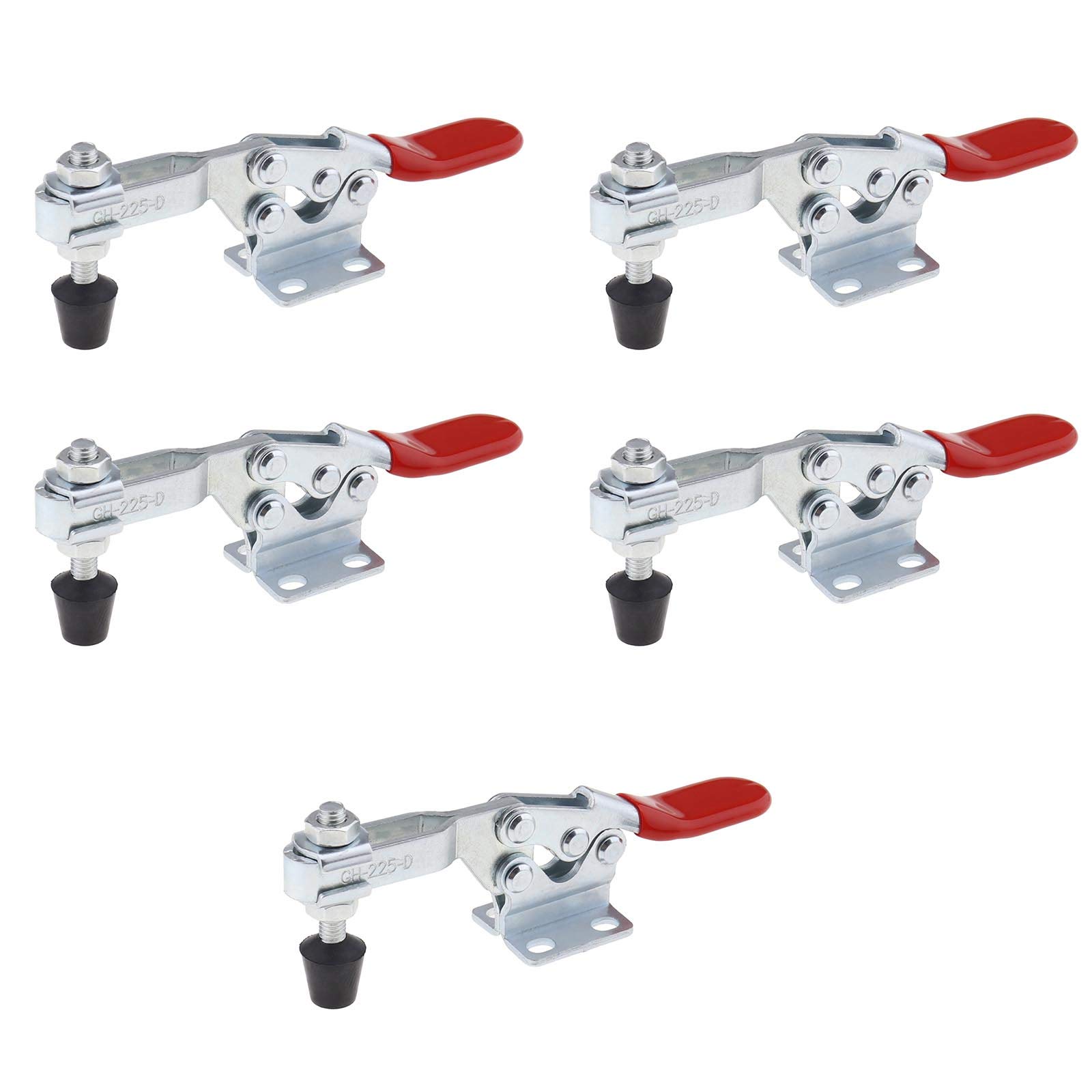 Create idea 5Pcs GH-225-D Horizontal Bar Toggle Clamp Kit Quick Release Handle Tool Metal Material Holding 230kg Capacity Frock Clamp Machine Operation Welding