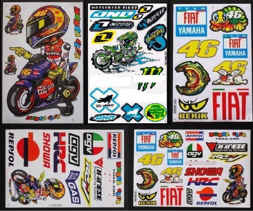 5 x MOTO-GP VALENTINO ROSSI 46 RACING HELMET DECAL STICKERS