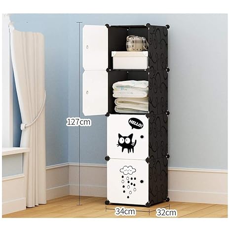 Wardrobe Plastic Cartoon Pattern Wardrobe Free Assembly Wardrobe
