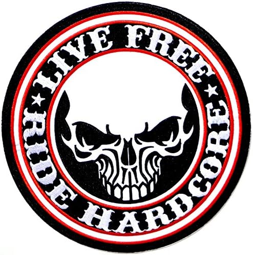 5" Big Jumbo Large LIVE FREE RIE HARDCORE Skull Ghost Logo Biker Jacket T shirt Patch Sew Iron on Embroidered Badge Custom