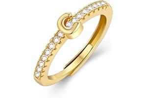 HBFashion Open Initial Rings for Women Non Tarnish Open Adjustable CZ Rings 14K Gold Plated Dainty Cubic Zirconia Open Letter Rings Gold Jewelry