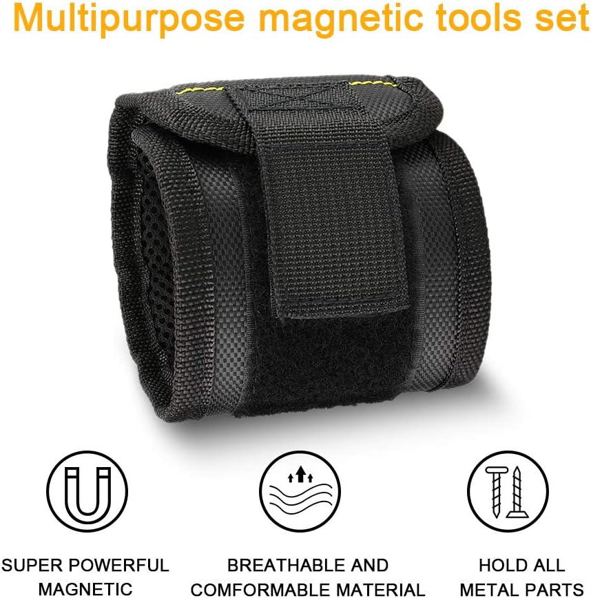 Magnetic Wristband Tools Gifts for Men, KUSONKEY Tool Belt with 15 Magnets for Holding Screws/Nails/Drill, Fathers Day Gifts for Him/Men/Father/Dad/DIY Handyman/Electrician/Husband/Boyfriend - - 