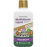 NaturesPlus Animal Parade Source of Life Gold Children's Liquid Multivitamin, 30 OZ - Natural Tropical Berry Flavor - Immune Support Supplement - Organic Whole Foods, Gluten-Free, Vegan - 60 Servings