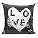 URSKYTOUS Reversible Sequin Pillow Case Decorative Mermaid Pillow Cover Color Changing Cushion Throw Pillowcase 16” x 16”,Black and White