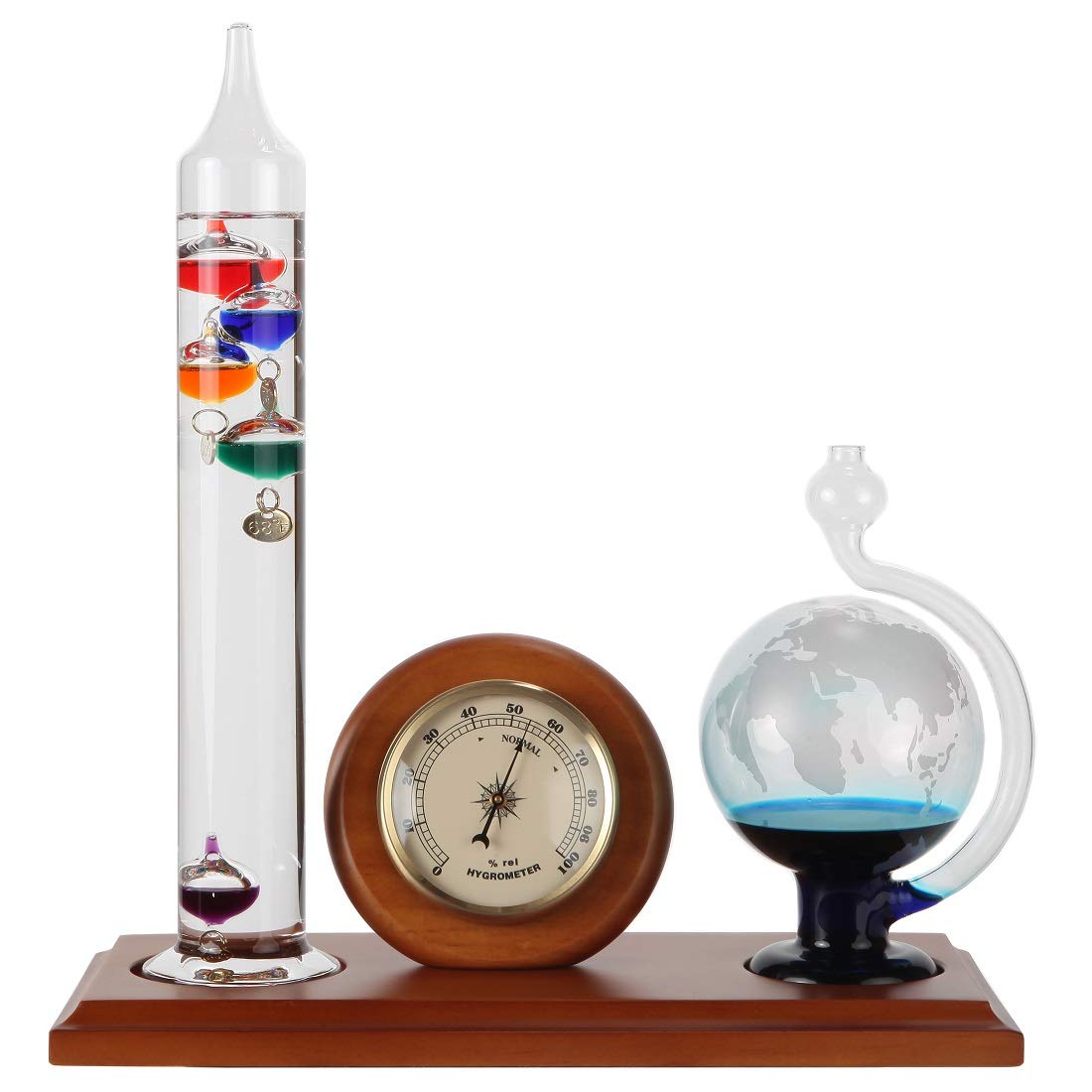 Lily's Home Analog Weather Station, with Galileo Thermometer, Glass