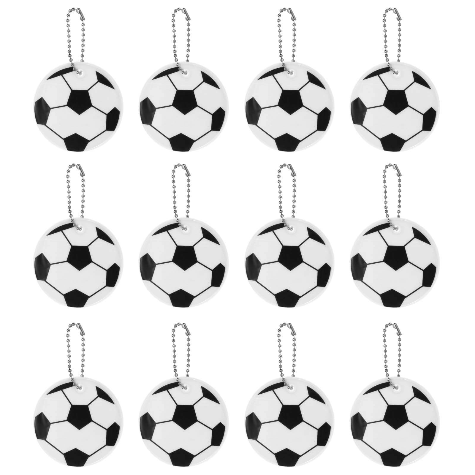 PATIKIL Reflective Keychain Tags, 12 Pack Reflective Football Pendant PVC High Visibility Reflector Tags Waterproof Safety Reflector for Backpack Handbag, Silver-white
