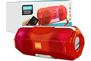 SBOSENT Portable Bluetooth Speakers with Light, Wireless Speaker, V5.1USB Card, Micro SD Card & FM Radio, for Outdoor, Indoor, Travel, Beach, Camping. (Red, Max)