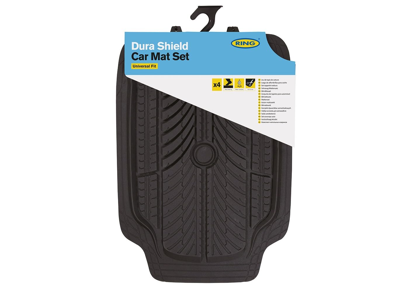 RING Dura Shield 3000 Black Car Mat Set - Odourless & Easy to Clean, Set of 4