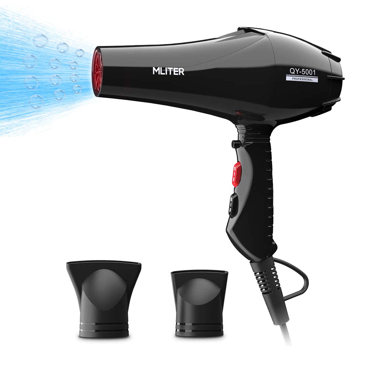 Ceramic Hair Dryer Infrared Ionic Blow 3 Heat 2 Speed Cool Shot Black