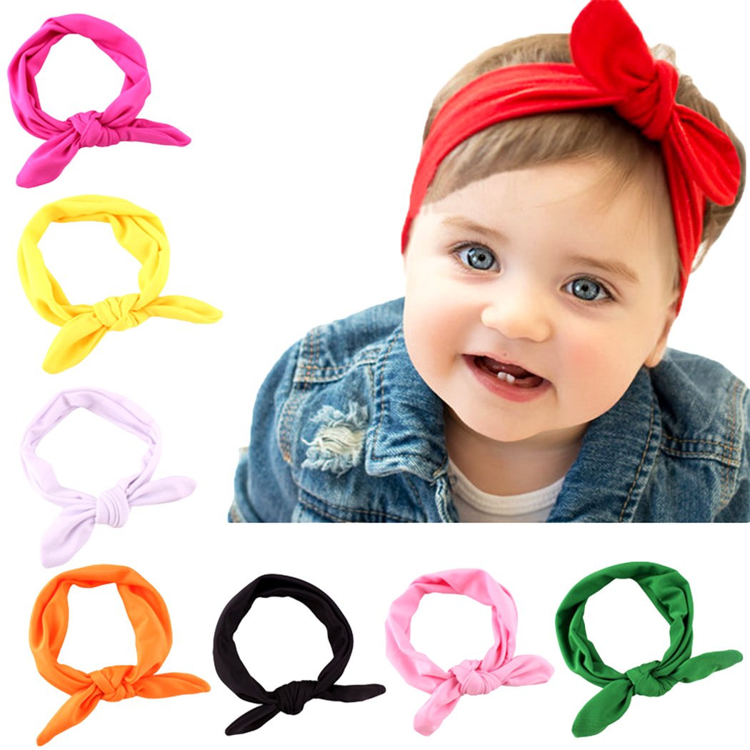 Xiaoyu 8PCS Cute Baby Bowknot Headbands Baby Turban Hairband Knot Rabbit Girls Hair Bands for Kids