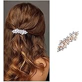 IRCOMULTI Gold Pearl Hair Clip for Women Pearls Crystal Hair Barrette Wedding Rhinestone Hairclip French Crystal Barrettes Decorative Accessories for Women Headdress (Gold Pearl A)