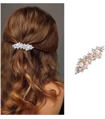 Amazon.com : Vintage Pearl Hair Barrettes, Sparkly Wedding  display picture 3