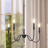 Homebelife 5-Light Farmhouse Chandelier Lighting Fixture, Linear Pendant Light for Kitchen Island, Dining & Living Room, Matt