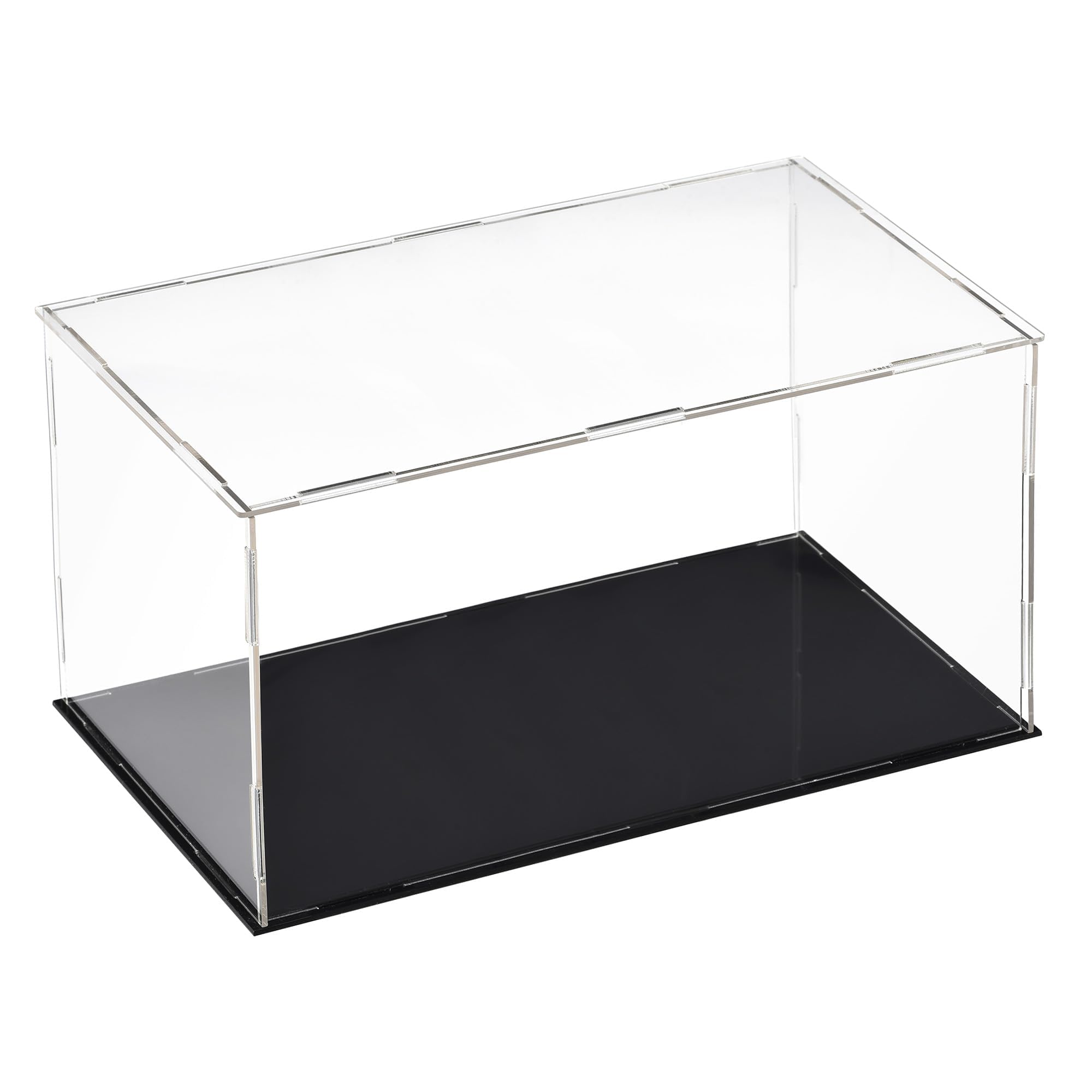 Recogwood Acrylic Clear Display Case, 30 x 15 x 15cm Assemble Countertop Box Cube Organizer Stand Dustproof Protection Showcase with Black Base for Action Figures Toys Collectibles