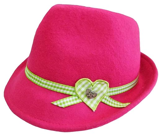 Kinder Trachtenhut Herz für Mädchen - Schöner Filzhut aus Wolle für Junge Madls zum Dirndl aufs Oktoberfest