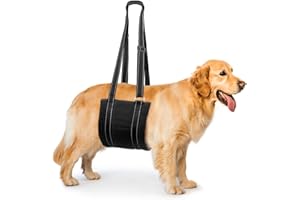 Comfpet 4-150 lbs Dog Lift Harness for Rear Leg, Portable Dog Sling for Large Dogs Hind Leg Support for Elderly Dog, Injured Dog, Arthritis ACL Rehabilitation Up Down Stairs, Black (Medium)