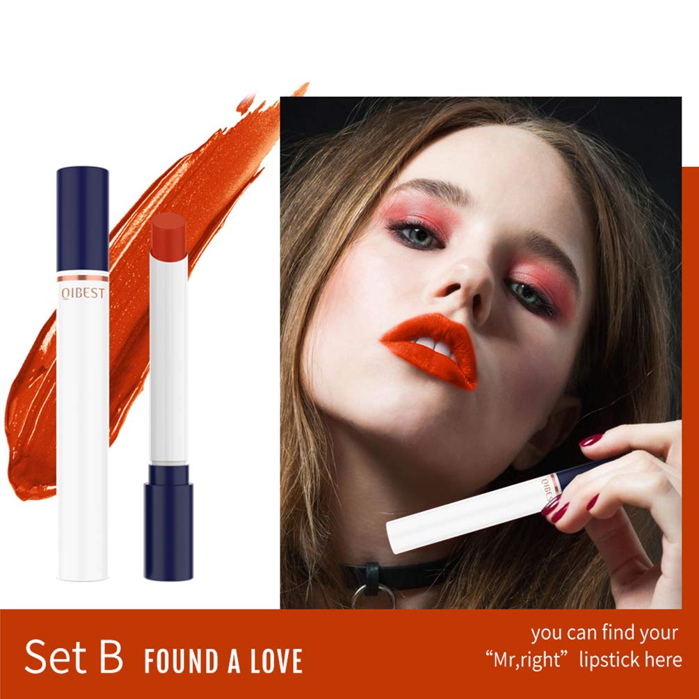 Creamy Cigarretes Red Lipstick Set, 4 Shades Make up Velvet Cosmetic Moisturizer Smooth Lip Stick, Mini Size Tubes (B)