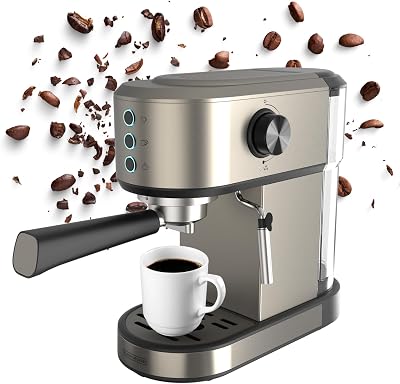 - Espressomaschine BXCO1350E | 1350W | 20 Bar Druck | Thermoblock-System | 1-2 Tassen Filter | Drehbare Dampfdüse | Abnehmbarer 1L Wassertank | Tassenwärmer & Tropfschale