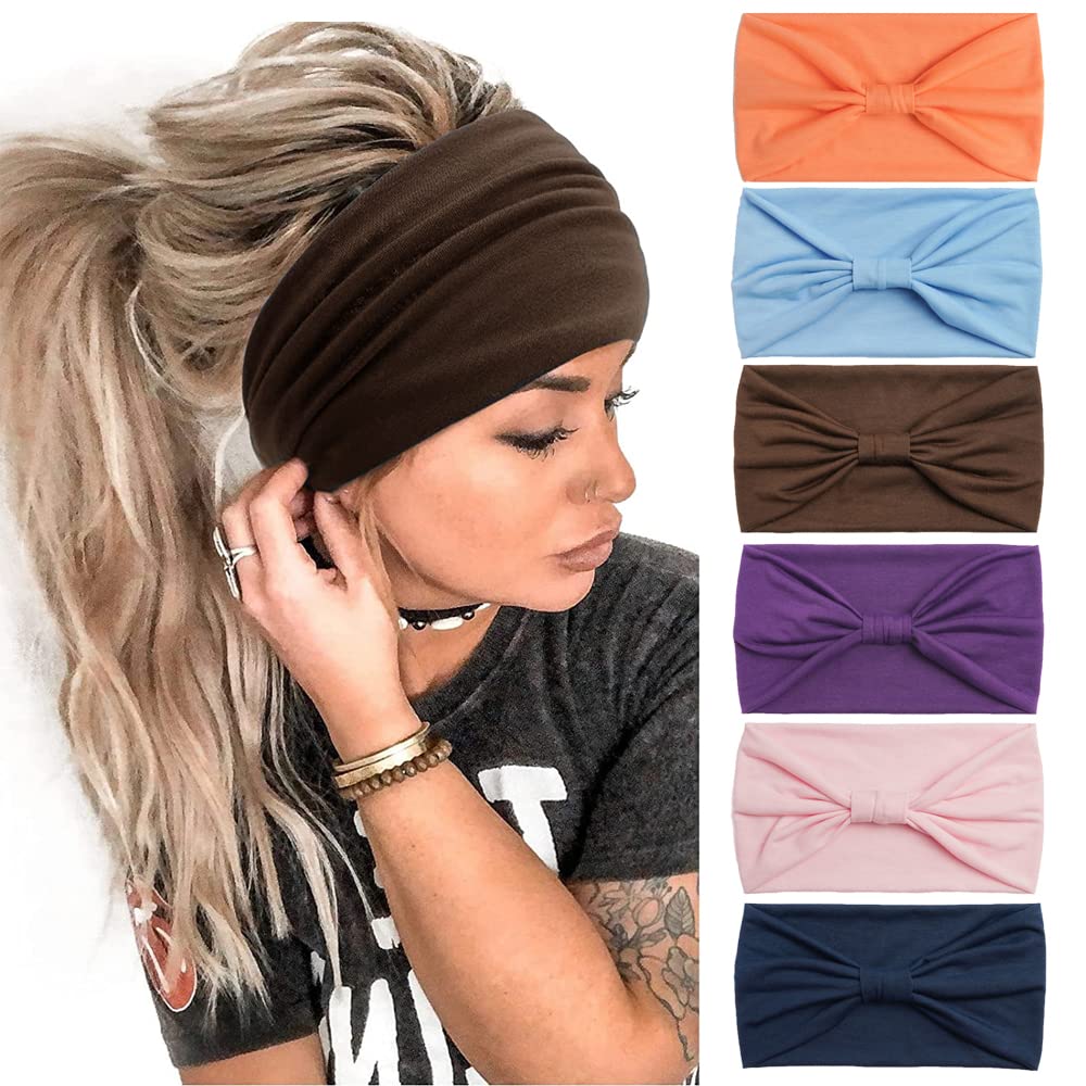 Fashion Headbands for Women's Hair Head Scarfs Hairband Turban Flower Cotton Headbands Wide Yoga Sport Headband Head Wrap (P6COLOR2) — image 1