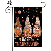 Fall Gnomes Garden Flags 12x18 Inch Vertical Double Sided For Outside,Happy Thanksgiving Fall Pumpkin Burlap Garden For Outdoor House Holiday Decoration