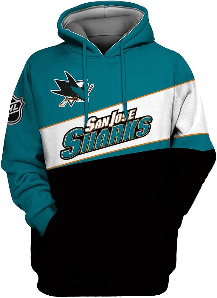 Men's Long Sleeve 3D Digital Print Casual Fashion San Jose Sharks Design Couple's Pullover Hoodies