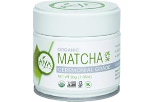 AIYA SINCE 1888 Aiya Organic Ceremonial Grade Matcha Powder - Premium Matcha Ceremonial Grade, Vibrant Jade Green Color, Mild Natural Sweetness, Japanese Tea Ceremonies - 30g Tin