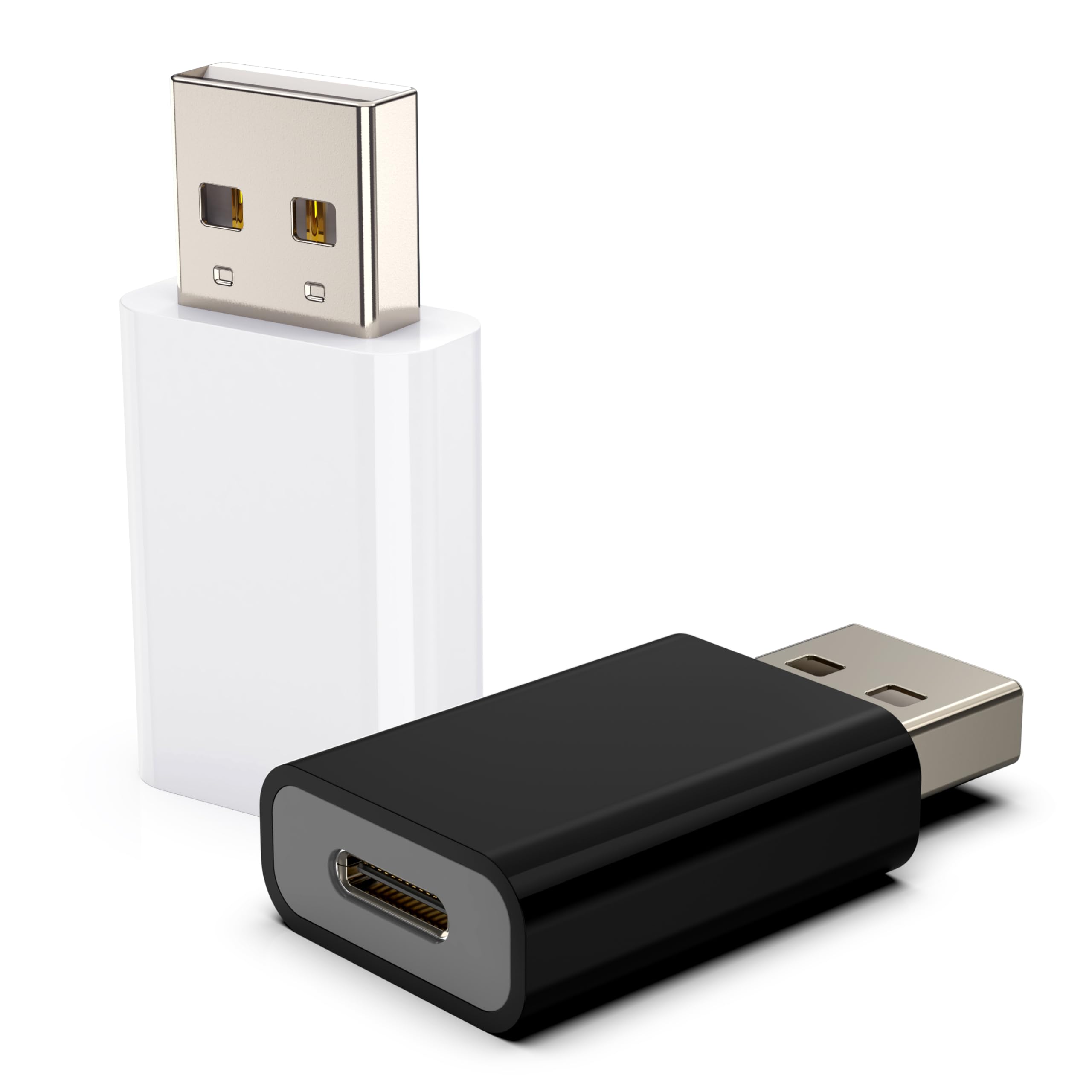 USB-C Female to USB-A Male Adapter (2 Pack, 1 White & 1 Black), Compatible with Apple Watch 7/8/9/10/SE/Ultra, MagSafe Charger, iPhone 16/15/14/13/12, iPad, Galaxy, Pixel, CarPlay, Wall Plug