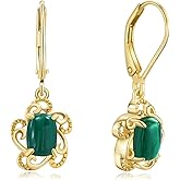 AIBAO Genuine Turquoise/Malachite/Coral Dangle Earrings for Women Sterling Silver Flower or Round Gemstone Drop Earrings Christmas Valentines Birthday Jewelry Gift with Box