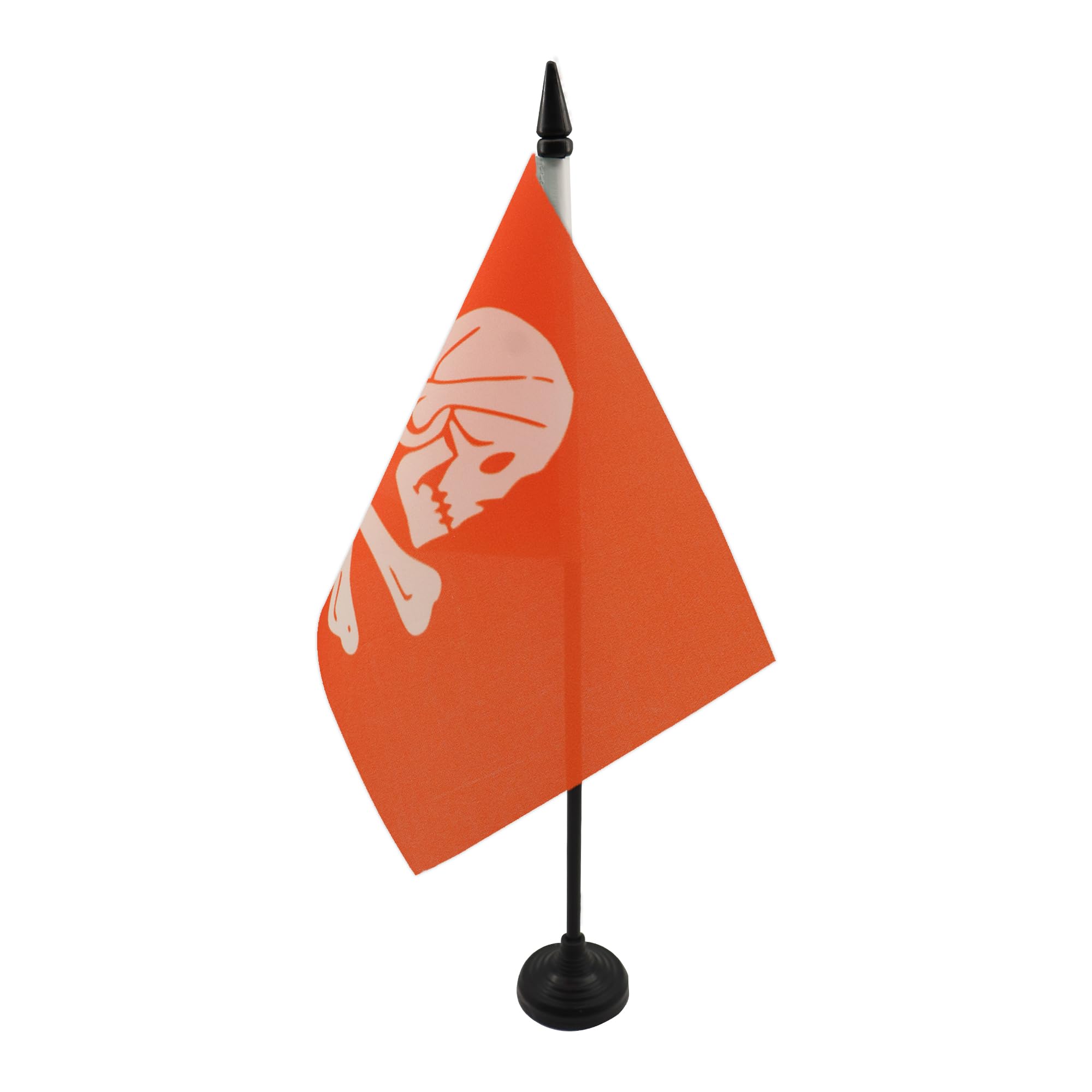 AZ FLAG Pirate Henry Avery Red Table Flag 5'' x 8'' - skull Pirates Office Decoration 100% Polyester 21 x 14 cm - Mini Desk Flag with Pole and Black Plastic Base