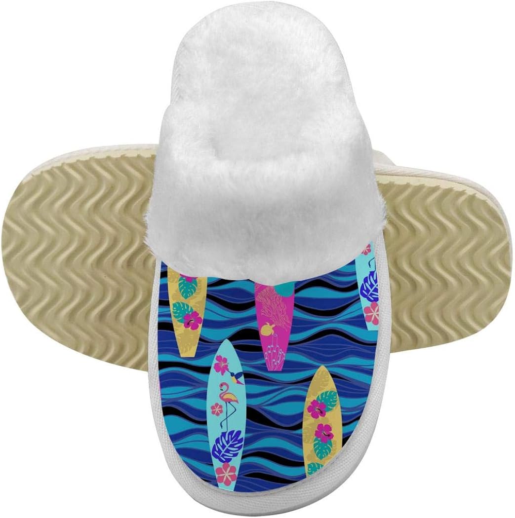 Amazon.com: House Slippers surfboards waves Memory Foam Indoor Home Slippers Anti-Slip Shoes for 