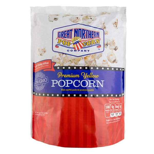 YELLOW POPCORN KERNELS BULK RESEALABLE 12LB BAG – NON-GMO PREMIUM GOURMET POPCORN KERNELS FOR POPPING IN MICROWAVE, STOVETOP, OR MACHINE BY GREAT NORTHERN POPCORN