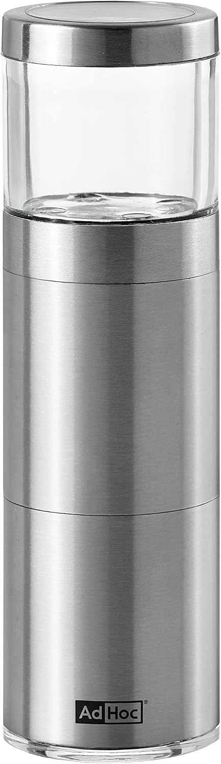 AdHoc Muskatino Nutmeg Grinder, Nutmeg Mill, Spice Grinder, Stainless Steel/Acrylic, Aroma Cap, 12.5cm, Silver
