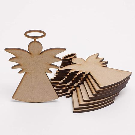Lavoretti Di Natale In Legno.10 X Angeli In Legno Mdf Per Lavoretti Di Natale Albero Di Natale Decorazioni Regalo Tag Amazon It Casa E Cucina