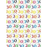 Simon Elvin 24 Sheets 30th Birthday Gift Wraps (One Size) (White/Multicolored)