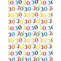 Simon Elvin 24 Sheets 30th Birthday Gift Wraps (One Size) (White/Multicolored)