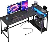 Bestier 58 Inch L-Shaped Gaming Desk with RGB Lights and Outlets