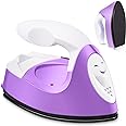 Mini Craft Iron Mini Heat Press Mini Iron Portable Handy Heat Press Small Iron with Charging Base Accessories for Fuse Beads Patch DIY Shoes T-shirts Heat Transfer Vinyl Projects(Purple)