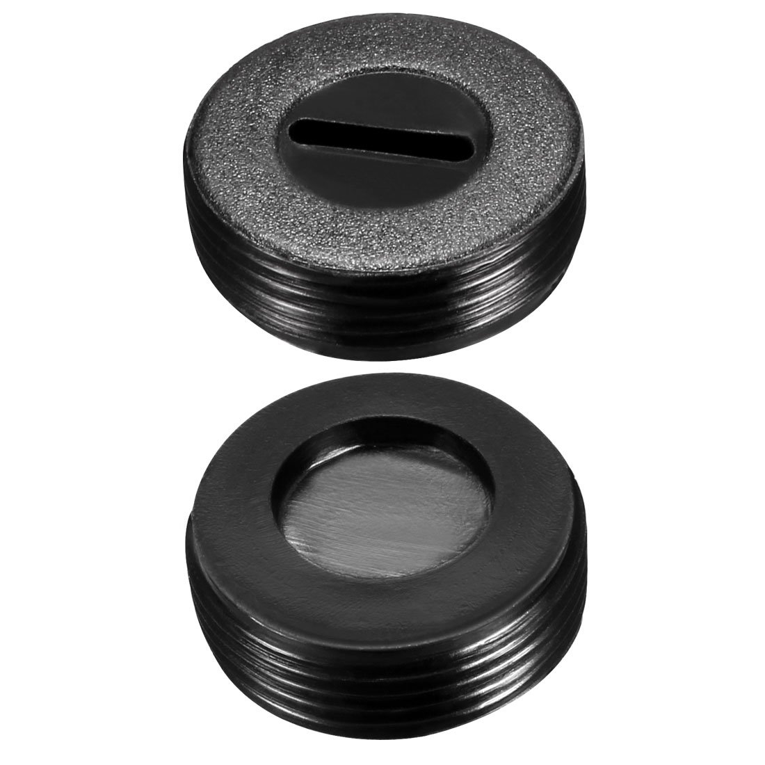 sourcing map Carbon Brush Holder Caps 18mm O.d. 6.3mm Thickness Motor Brush Cover Plastic Fitting Thread Black 2pcs