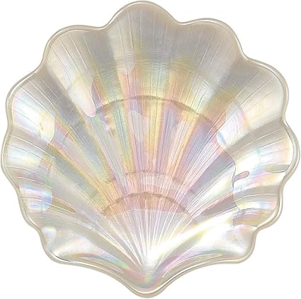 Amazon Co Jp ドルチェデュオ シェル プレート 皿 ガラス オーロラカラー 貝殻 小物置き Dam 030 ホーム キッチン