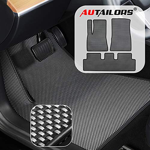 Tesla Model 3 Floor Mats 2017 2018 2019 2020- All Weather Floor Mats Waterproof Lightweight and Odorless Made in USA- 3pcs in Normal