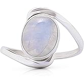 Moonstone Vintage Gipsy Ring 925 Sterling Silver Oval Stone Boho Chic Jewelry (8)