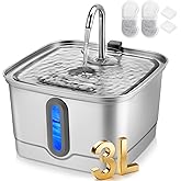 SEIRMEP Stainless Steel Cat Water Fountain, 101oz/3L Automatic Pet Water Fountain, Dog Water Fountain with Replacement Filters for Cats, Small Dogs (2 Filters and 2 Sponges)