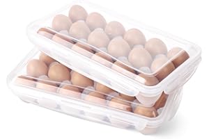 HAKSEN 2 Pack Egg Cartons Reusable, Plastic Egg Holder Camping Covered Egg Holders For Refrigerator Clear Egg Storage Container with Lid for 36 Eggs