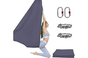 PRIOR FITNESS 5M Aerial Yoga Hammock Yoga Swing Set Premium Nylon Aerial Silk Fabric Yoga Strap Accessory with Carabiner, Daisy Chain for Bodybuilding,Workout, Indoor, Outdoor Rainbow