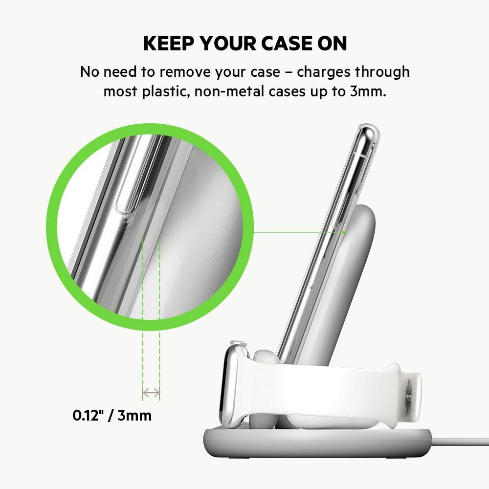 Belkin 3-in-1 Wireless Charger (Wireless Charging Station for iPhone, Apple Watch, AirPods) Wireless Charging Dock, iPhone Charging Dock, Apple Watch Charging Stand, White (WIZ001ttWH)
