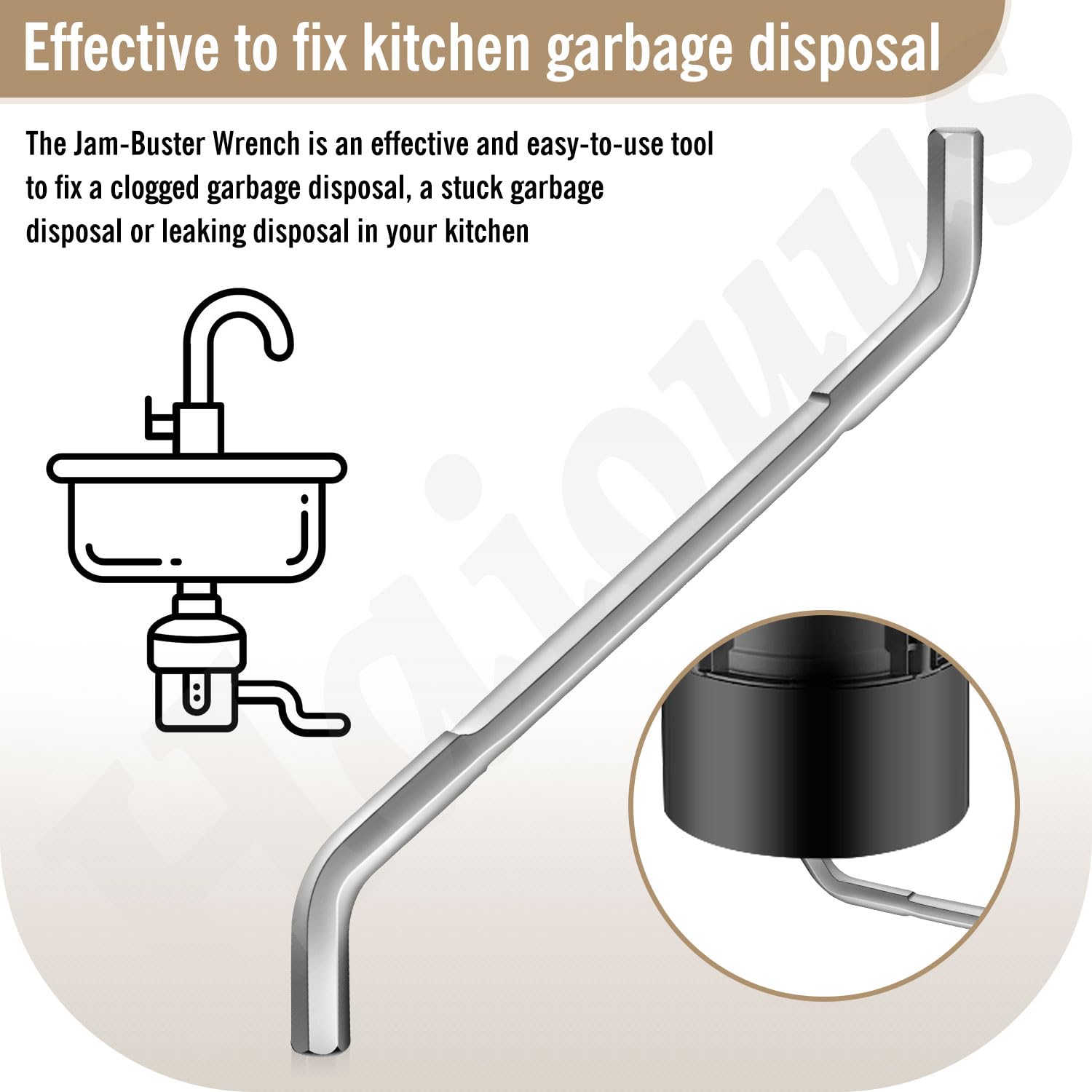 Haiouus WRN-00 Jam-Buster Wrench Compatible with InSinkErator Fits Food Waste Disposal, Silver (2)