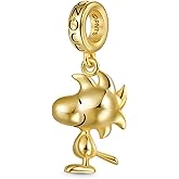 GNOCE Peanuts Snoopy Pendant Dangle Charm for Women, S925 Sterling Silver Dangle Charms for Women Wife, Valentine‘s Day, Mother’s Day Jewelry (Woodstock)