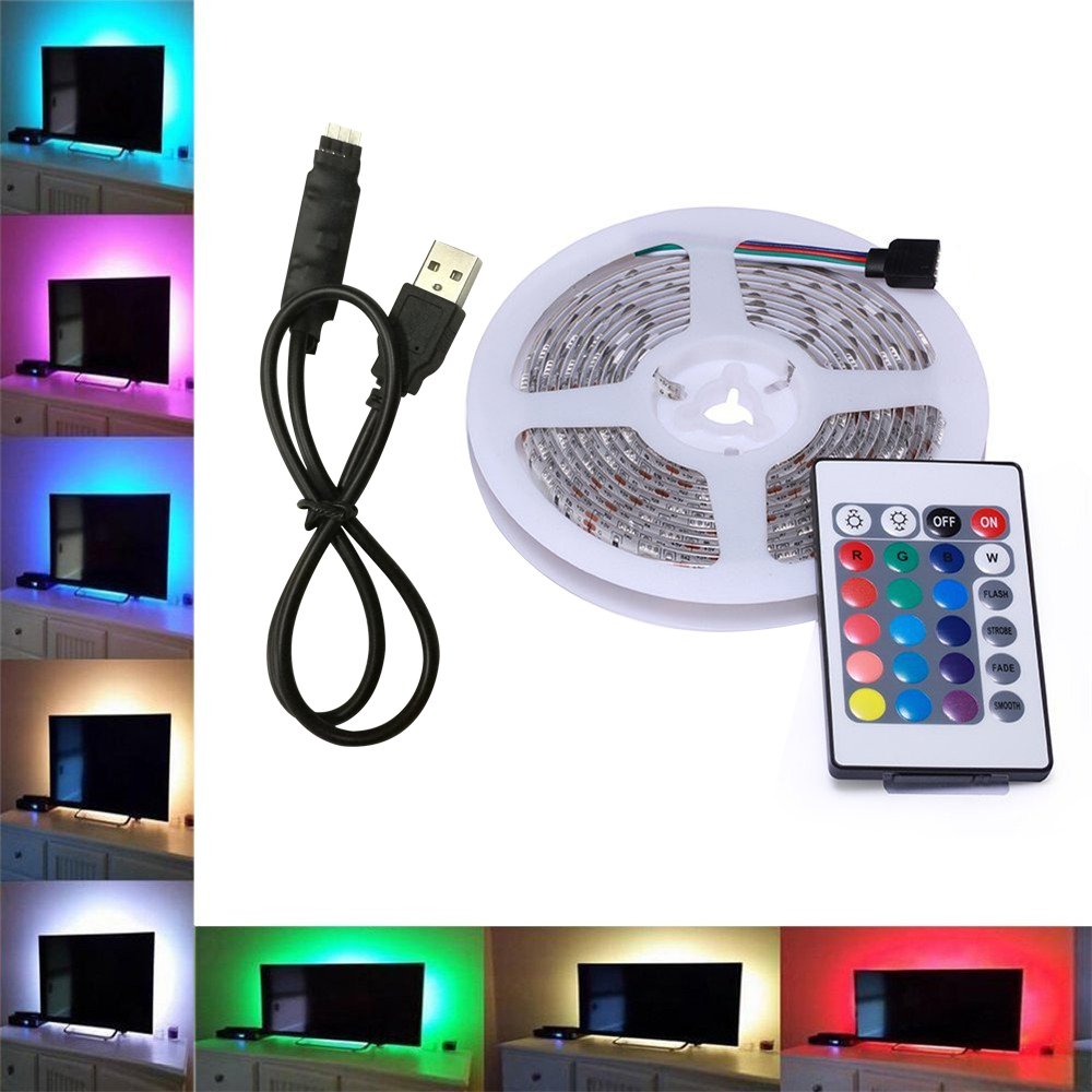 Buy Skitic Led Tv Backlight Bias Lighting Kit 500cm 5v Usb Powered Multi Color Rgb Led Decor Backlighting Strip Tv Back Lighting With 24 Keys Remote Control For Flat Screen Tv
