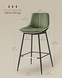 VASAGLE Bar Stools Set of 2, Bar Height Bar Stools