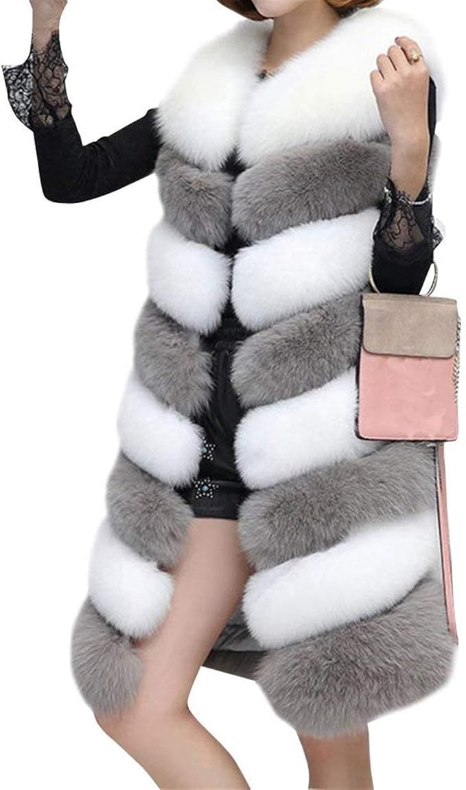 Imitation Fellweste Damen - Kuscheliger Kunstpelz Ärmellos Mit Revers